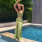 French Formal Dress Halter High Slit